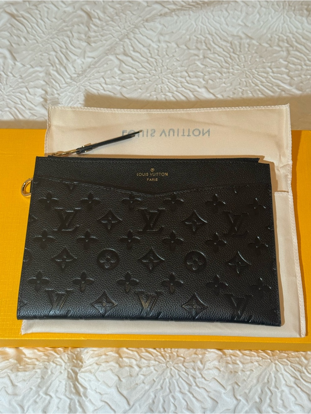Louis Vuitton Black Embossed Monogram Flat Pouch